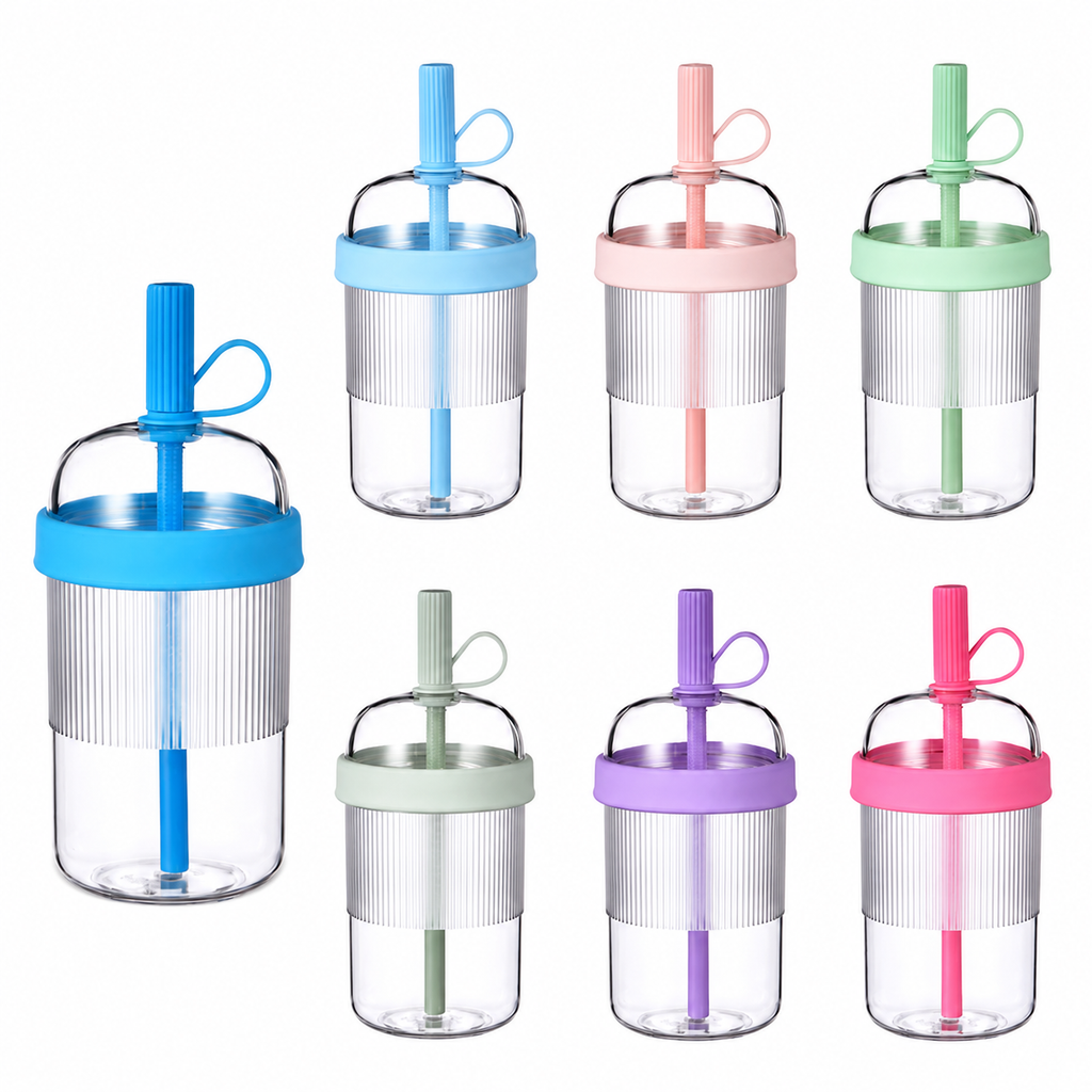 540ml Tritan Straw Cup with Hand Grip Reusable Eco-Friendly Waterproof Multicolor Cross-Border Portable for Milk Tea Coffee
