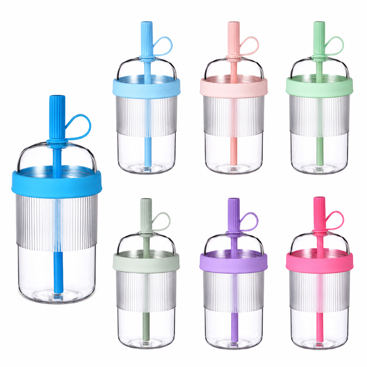 540ml Tritan Straw Cup with Hand Grip Reusable Eco-Friendly Waterproof Multicolor Cross-Border Portable for Milk Tea Coffee