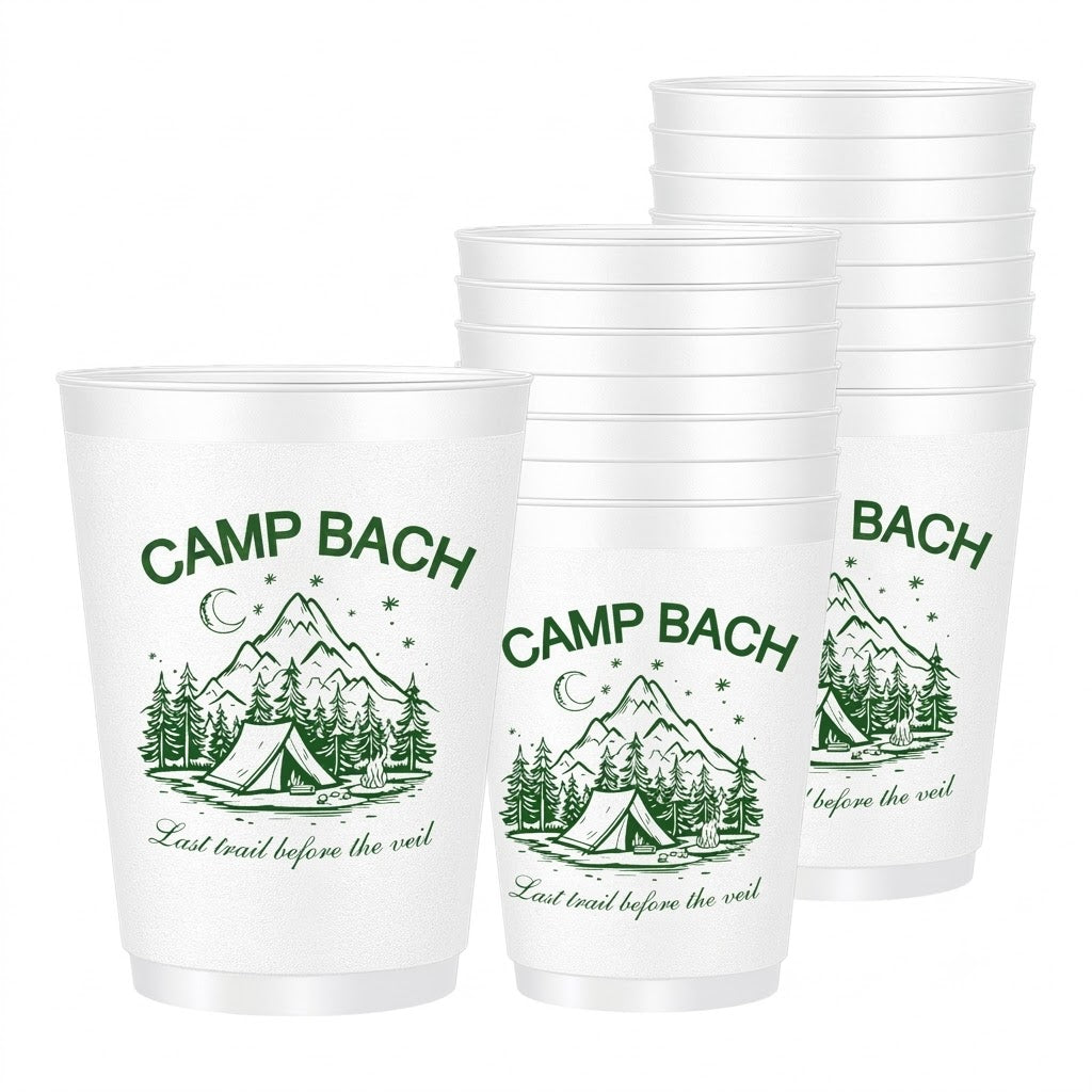 16oz Party Cups Camp Bach Clear Frosted Plastic Cute Bach Party Drinkware Reusable Cups Supplies