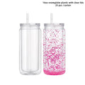 Personalized Bpa Free Snow Globe Plastic Cups Reusable Sublimation Snow Globe Plastic Water Bottle with Lids and Straw for Kids