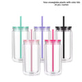 16oz Double Wall Glitter Snow Globe Reusable Clear Plastic Drinkware Cups with Lids Straws for Kids Weddings Parties Tours