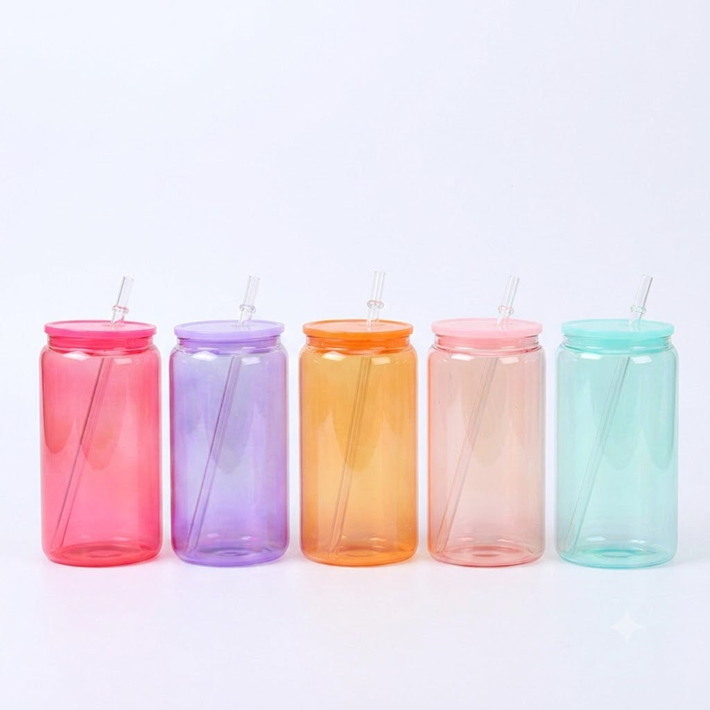 Unbreakable Single Wall 16oz Acrylic Soda Can with Lids and Straw Candy Color Customized Logo