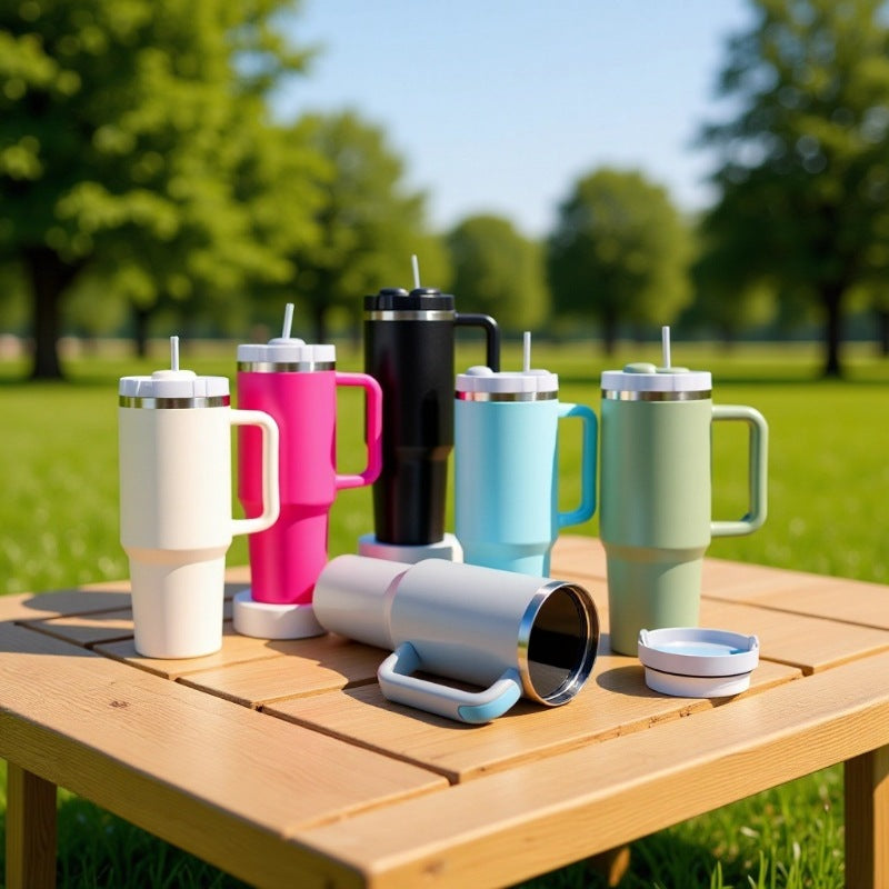 Eco Friendly New 40oz Double Wall Stainless Steel 18/8 Vacuum Insulated Coffee Cup Tumbler with Handle