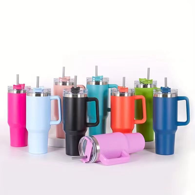 30oz/40oz Custom Tumbler with Straw Stainless Steel Water Bottle Powder Coated Sports Bottles