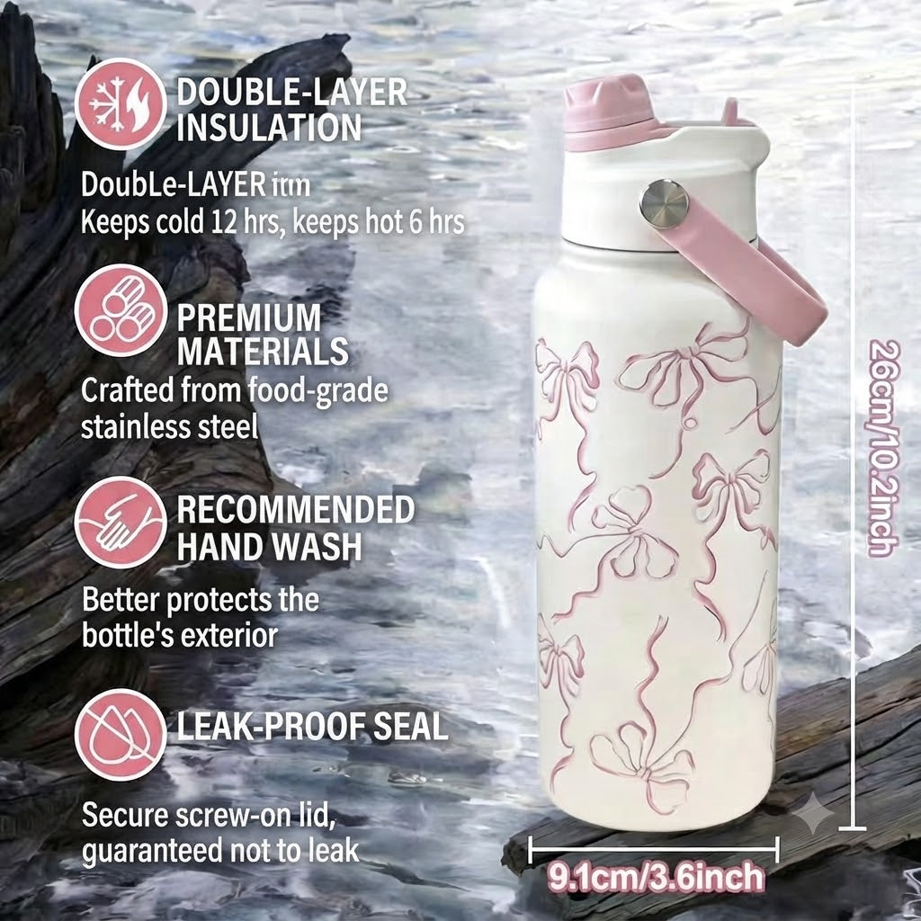 Vacuum Flask Set Insulated Water Bottle with Cup Stainless Steel for Sport Travel Office School,Reusable Leakproof Water Flask