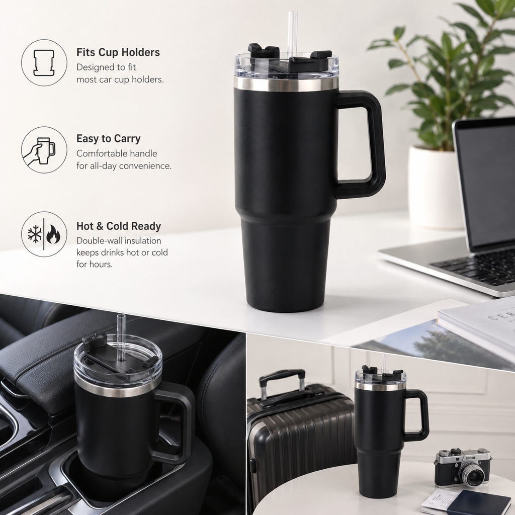 30oz/40oz Custom Tumbler with Straw Stainless Steel Water Bottle Powder Coated Sports Bottles