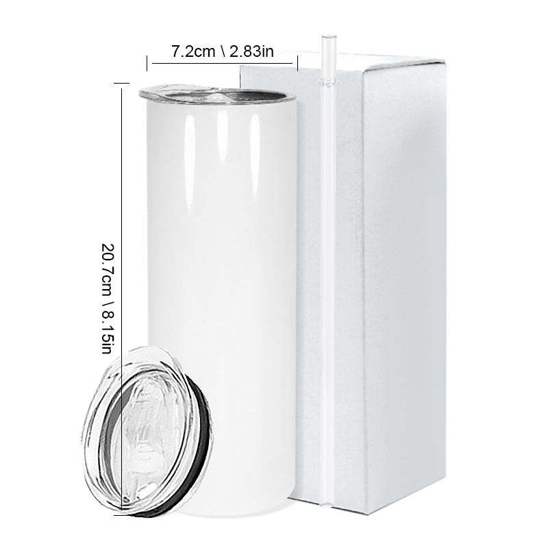 20oz Double Wall Skinny Sublimation Blanks Mugs Stainless Steel Tumblers
