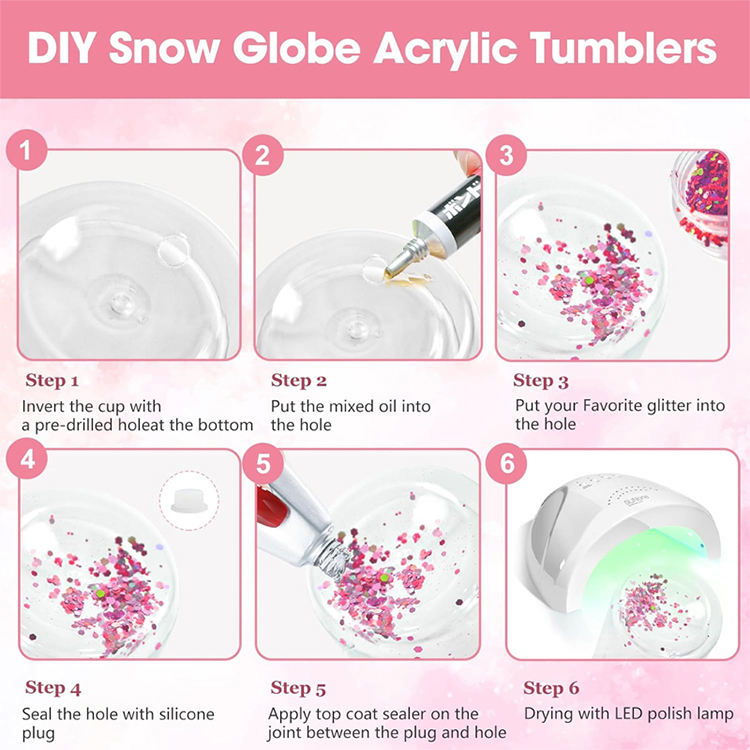 Personalized Bpa Free Snow Globe Plastic Cups Reusable Sublimation Snow Globe Plastic Water Bottle with Lids and Straw for Kids