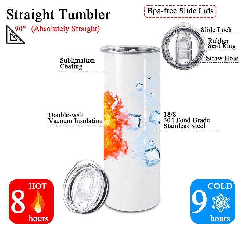 20oz Double Wall Skinny Sublimation Blanks Mugs Stainless Steel Tumblers