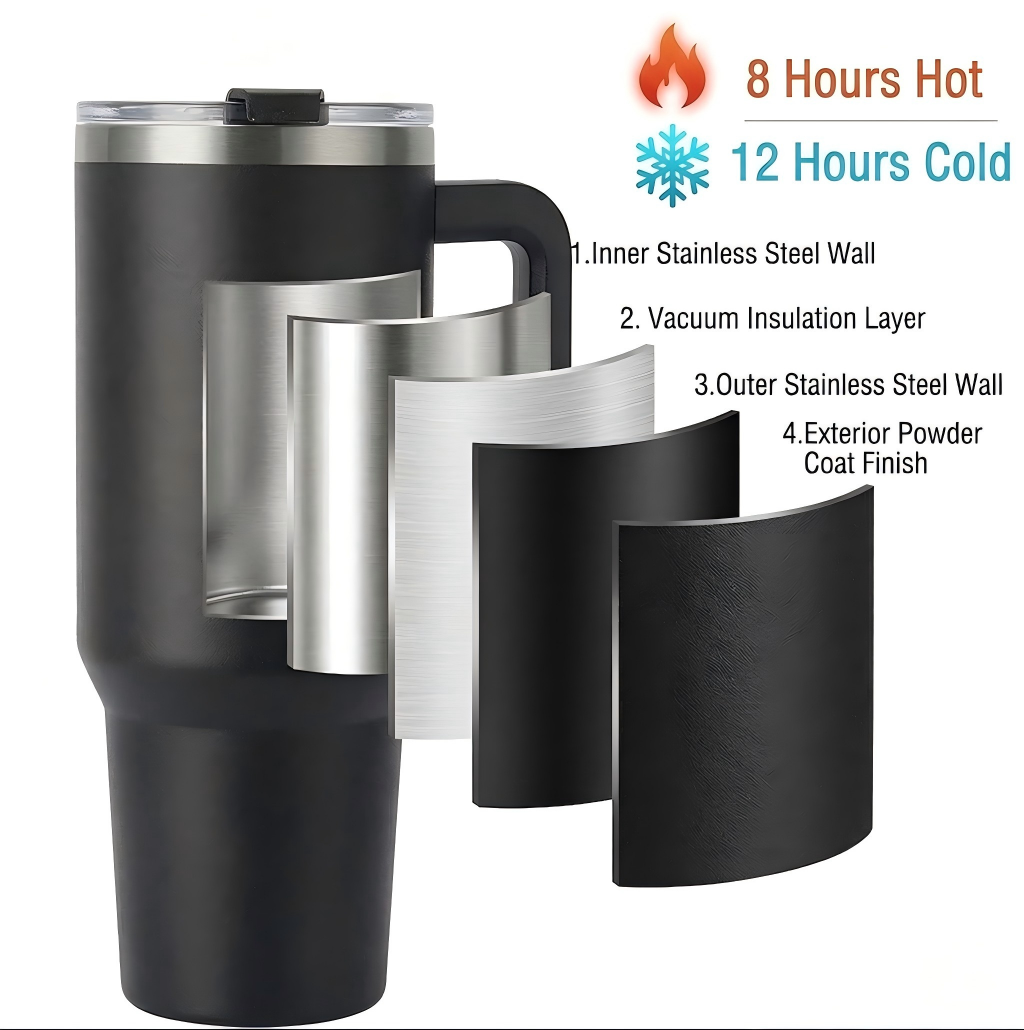 30oz/40oz Custom Tumbler with Straw Stainless Steel Water Bottle Powder Coated Sports Bottles