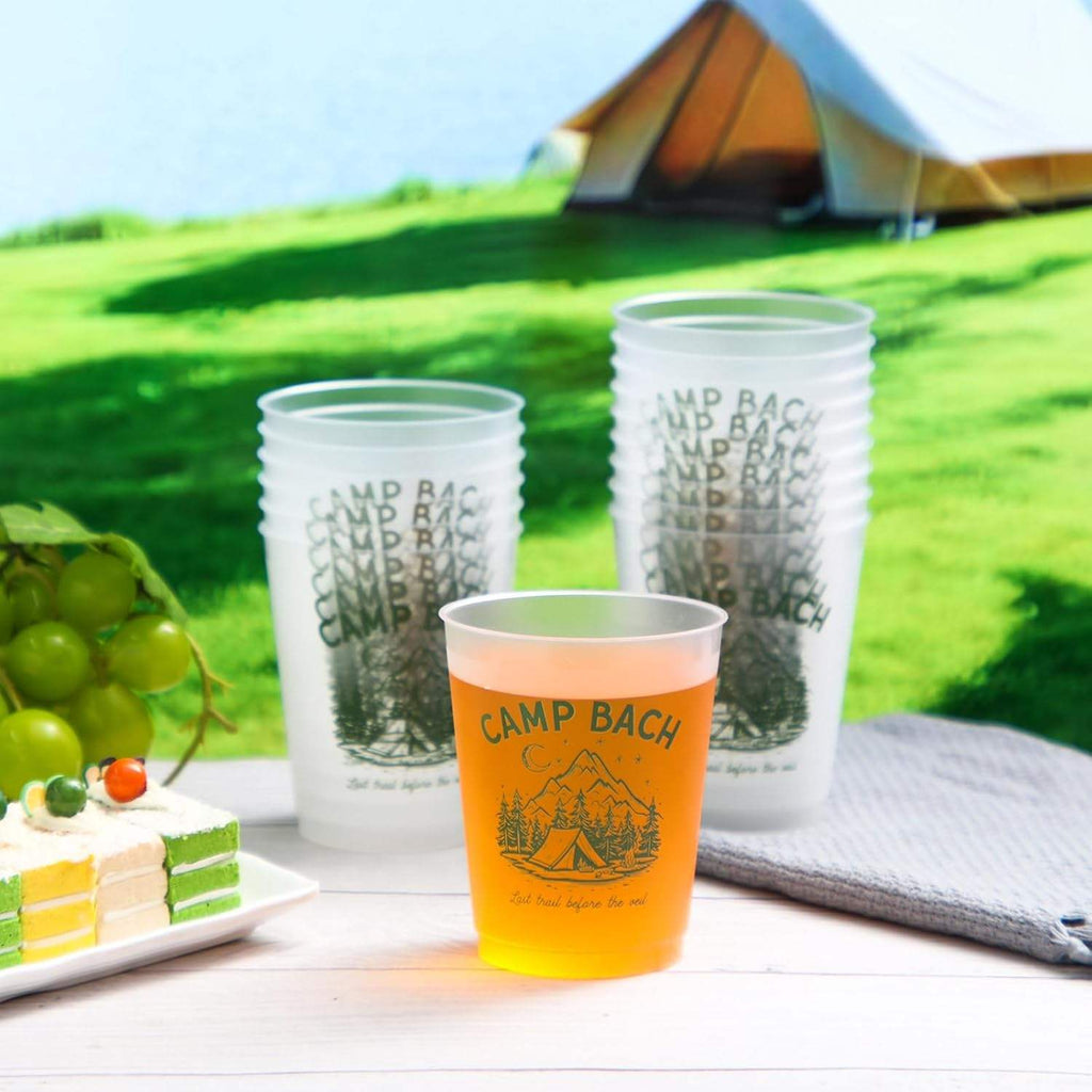 16oz Party Cups Camp Bach Clear Frosted Plastic Cute Bach Party Drinkware Reusable Cups Supplies