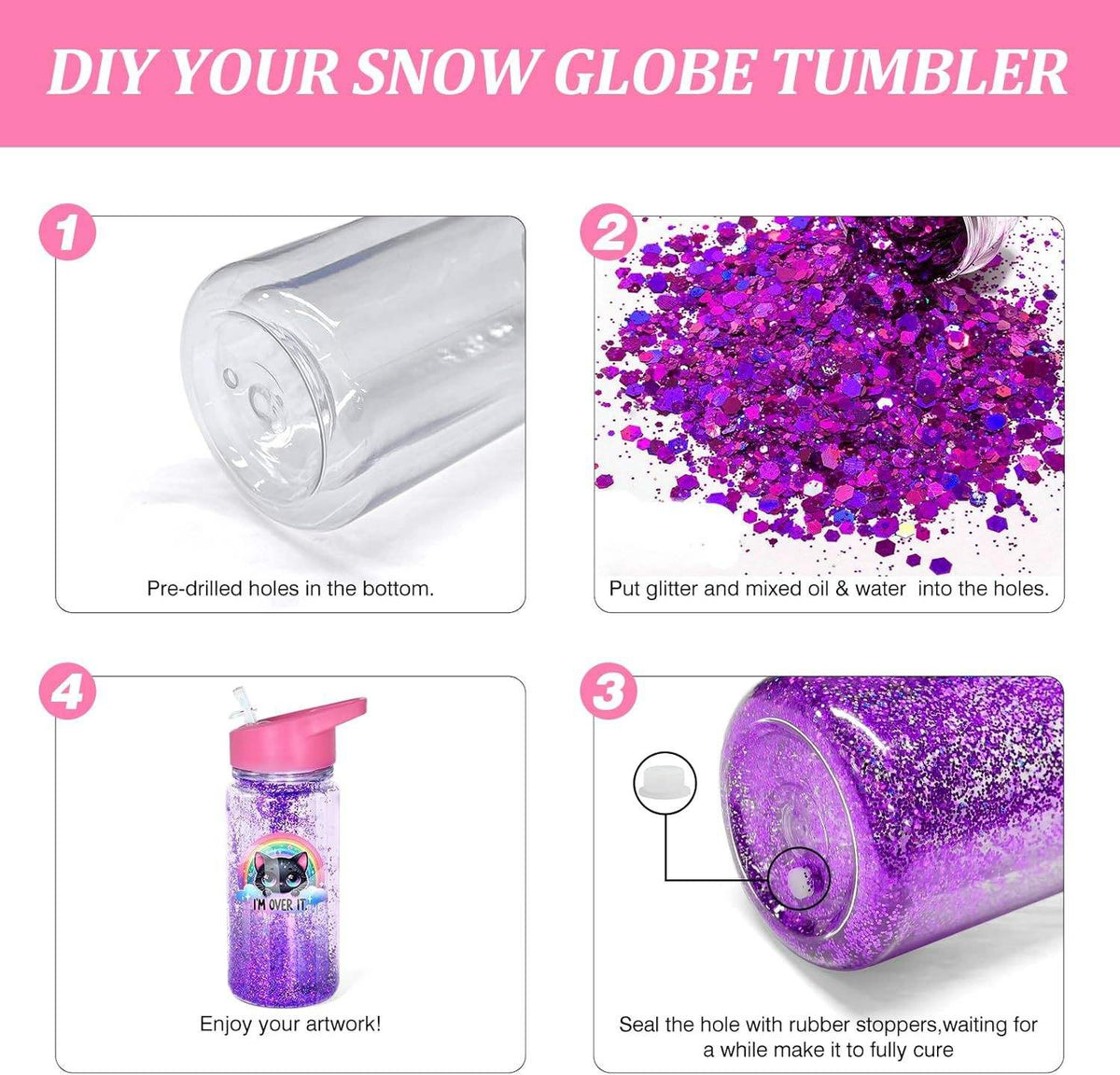 BPA Free Double Wall PS Plastic Sequins Snow Globe Glitter Children's Waterproof American Style Food Grade Camping