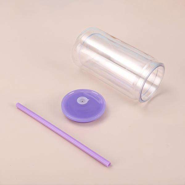 16oz Double Wall Glitter Snow Globe Reusable Clear Plastic Drinkware Cups with Lids Straws for Kids Weddings Parties Tours