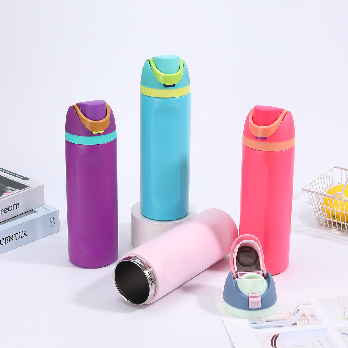 OEM Custom Wholesale OWA 16oz-32oz Double Walled Stainless Steel Water Bottle Cup Flip Lid Handle Thermal Insulation