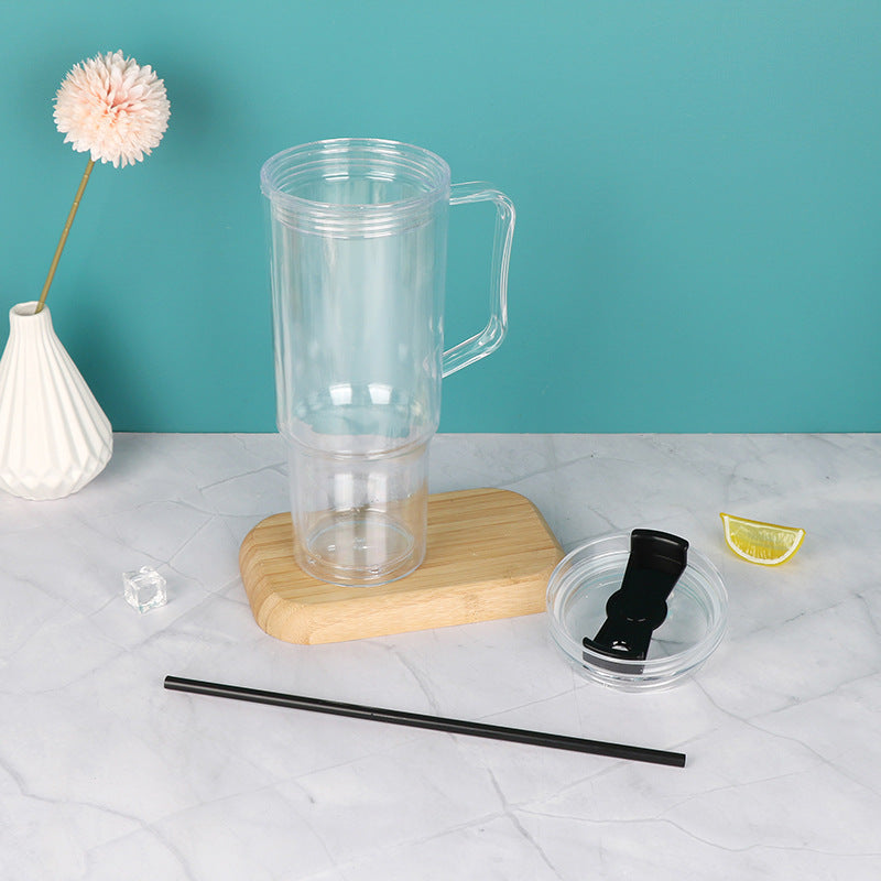 Custom 40oz Double Wall Leak-Proof BPA Free Eco-Friendly Plastic Straw Type Travel Tumbler Reusable Lid Handle