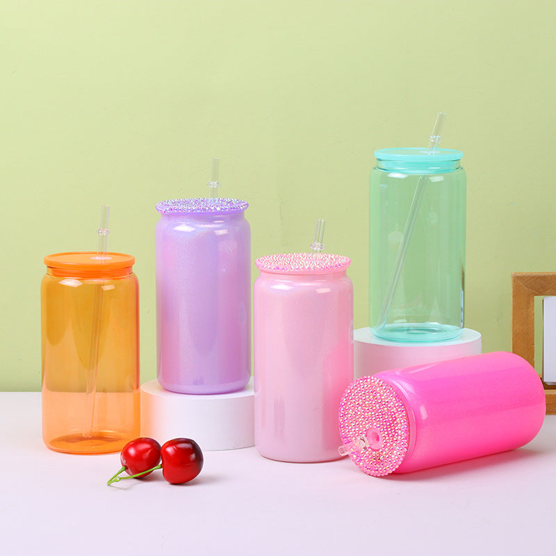 Unbreakable Single Wall 16oz Acrylic Soda Can with Lids and Straw Candy Color Customized Logo