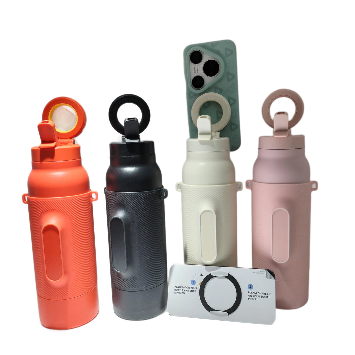 24/32oz Magnetic-Attachment Vacuum Insulated Cup Phone Holder 304 Stainless Steel Car Water Bottle