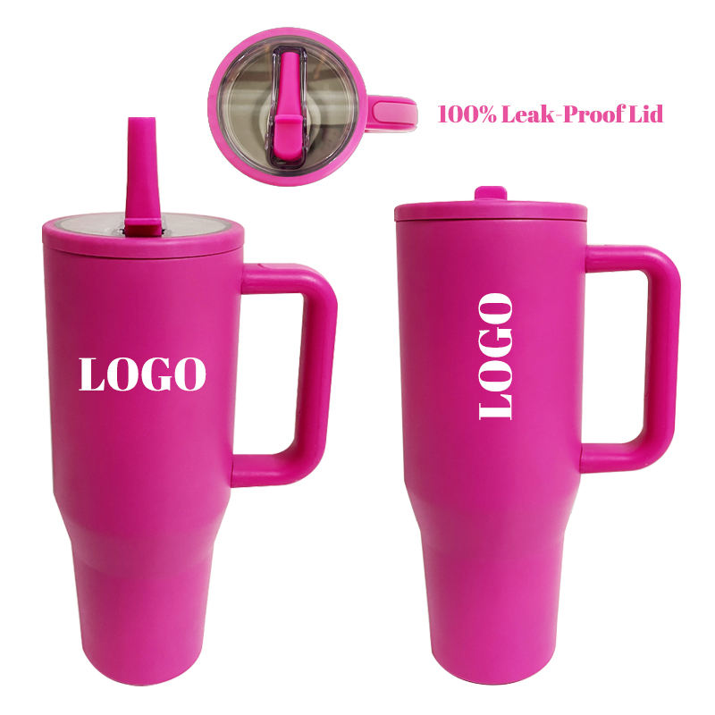 Wholesale 40oz Stainless Steel Tumbler Double Wall Vacuum Insulated Travel Mug with Lid Handle and Straw